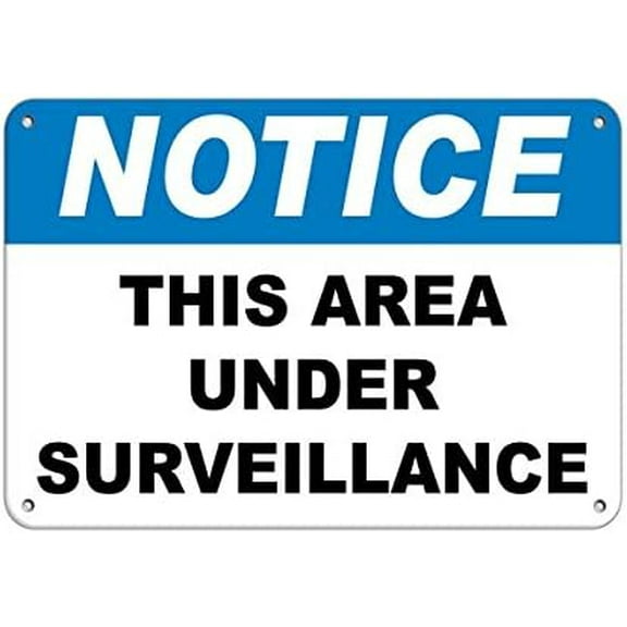 Warning Sign Notice This Area Under Surveillance Security Sign Business Sign 12X8 Inches Metal Tin Sign