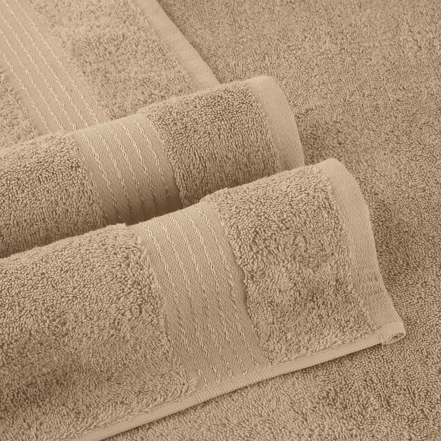 Turkish Linens Luxury Spa and Hotel Quality Premium Cotton 6-Piece Towel Set (2 x Bath Towels, 2 x Hand Towels, 2 x Washcloths), Taupe
