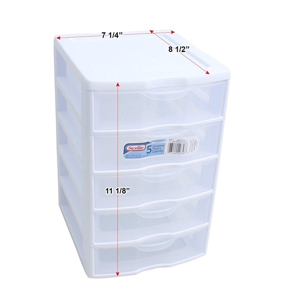 1 New 20758004 Clearview Small 5 Drawer Desktop Storage Unit White, 6