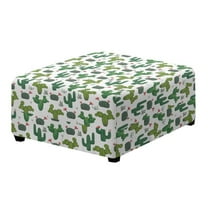 Xoenoiee Green Cactus Print Square Ottoman Cover Stretch Folding Storage Bench Ottoman Cover Footrest Stool Slipcover Footstool Protector Cover with Elastic Bottom, S