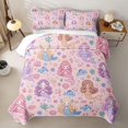 thumbnail image 2 of meiyoeat Kawaii Crown Mermaid Princess Twin Quilt Set for Girls, Dolphin Star Coral Fairy Twin Coverlet Set, Pink Purple, 2pcs, 2 of 7