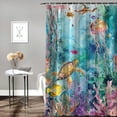 thumbnail image 2 of Orinice Colorful Ocean Seaworld Shower Curtain for Bathroom Set, Underwater Marine Life Jellyfish Turtle Octopus Coral Bathtub Curtains Decor, Waterproof Polyester Durable with 12 Hooks,  60x72, 2 of 7