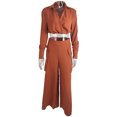 thumbnail image 1 of Monos para Mujer Elegante Manga Larga Sexy Cuello en V Casual Pantalones Largos y Anchos (Naranja), 1 of 6