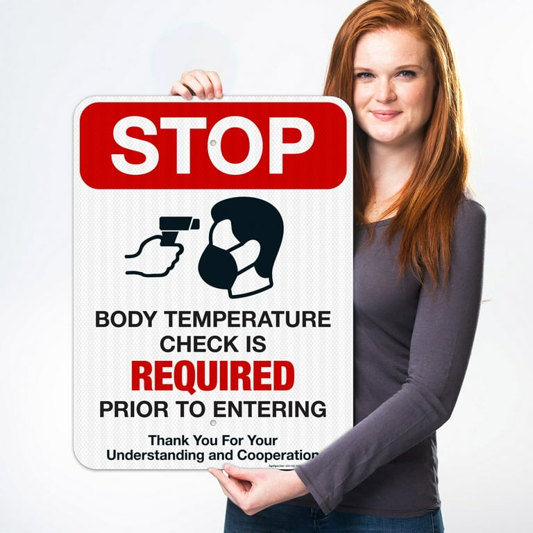 Stop Body Temperature Check Required Sign