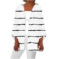 thumbnail image 2 of QUINDOS Womens Cardigan Sweaters Women's Printing Stripe 3/4 Sleeve Print Loose Shirt Tops Cardigan, 2 of 5