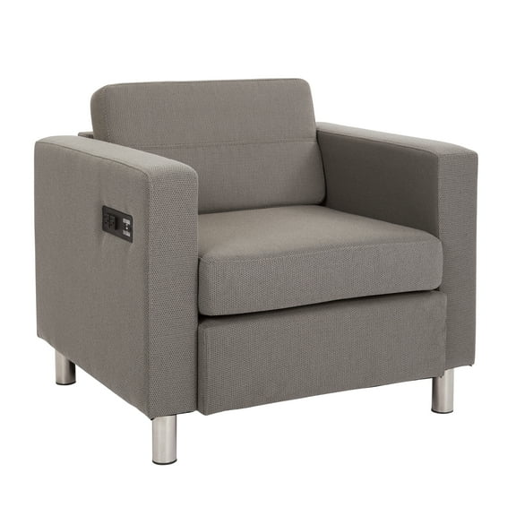 Office Star Products Atlantic chair with Single Charging Station in Gavotte Grey