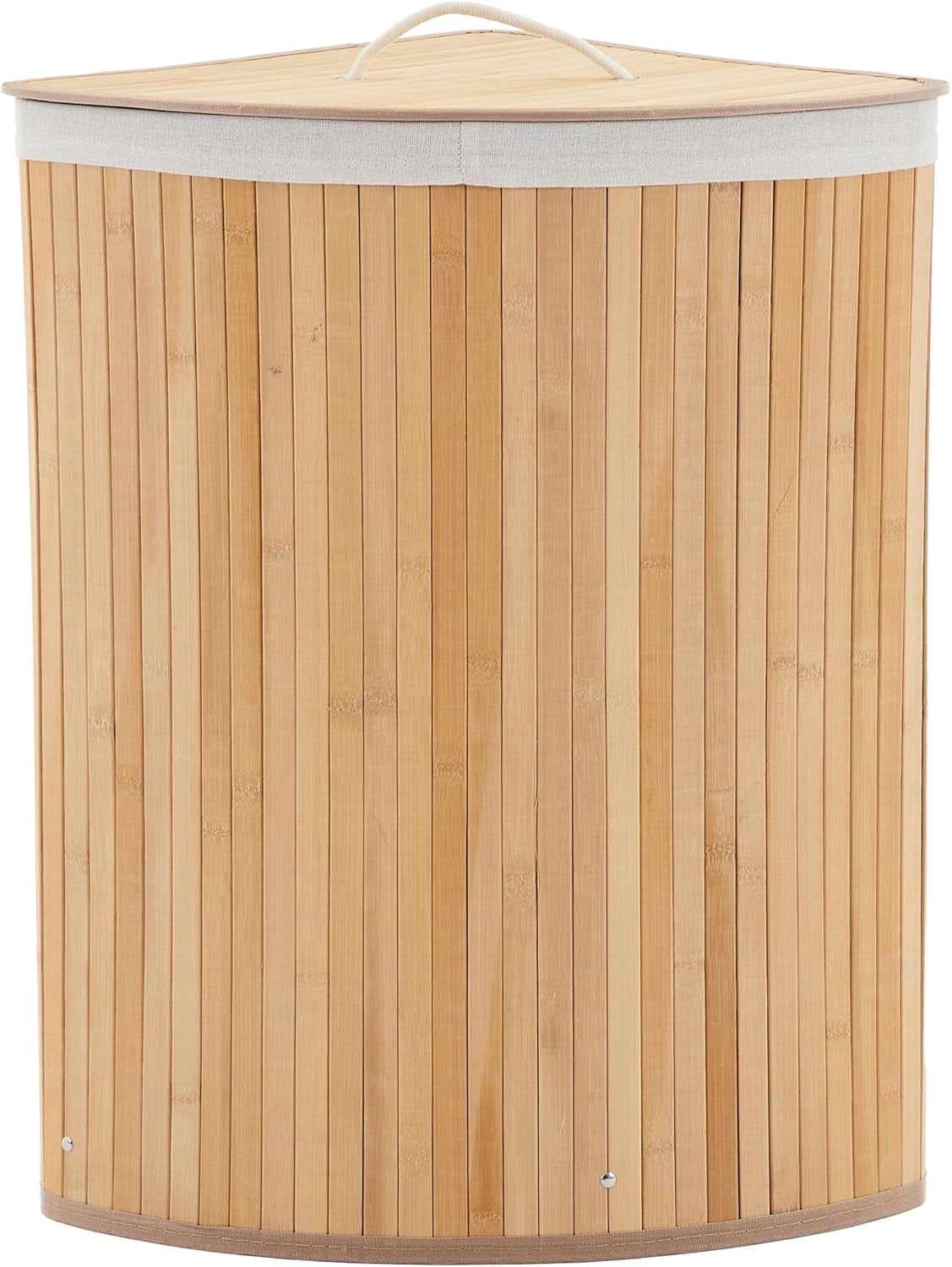 Garvee 58L Hamper with Lid, Bamboo Laundry Basket with Removable Liner & Handles, Oak