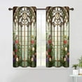 thumbnail image 3 of Stained Glass Window Curtain Flower Plant Curtain Floral Botanical Vintage Drapes Blackout Noise Reduction Curtains For Bedroom Living Room Decor-42"W x 84"L (Pack of 2), 3 of 6