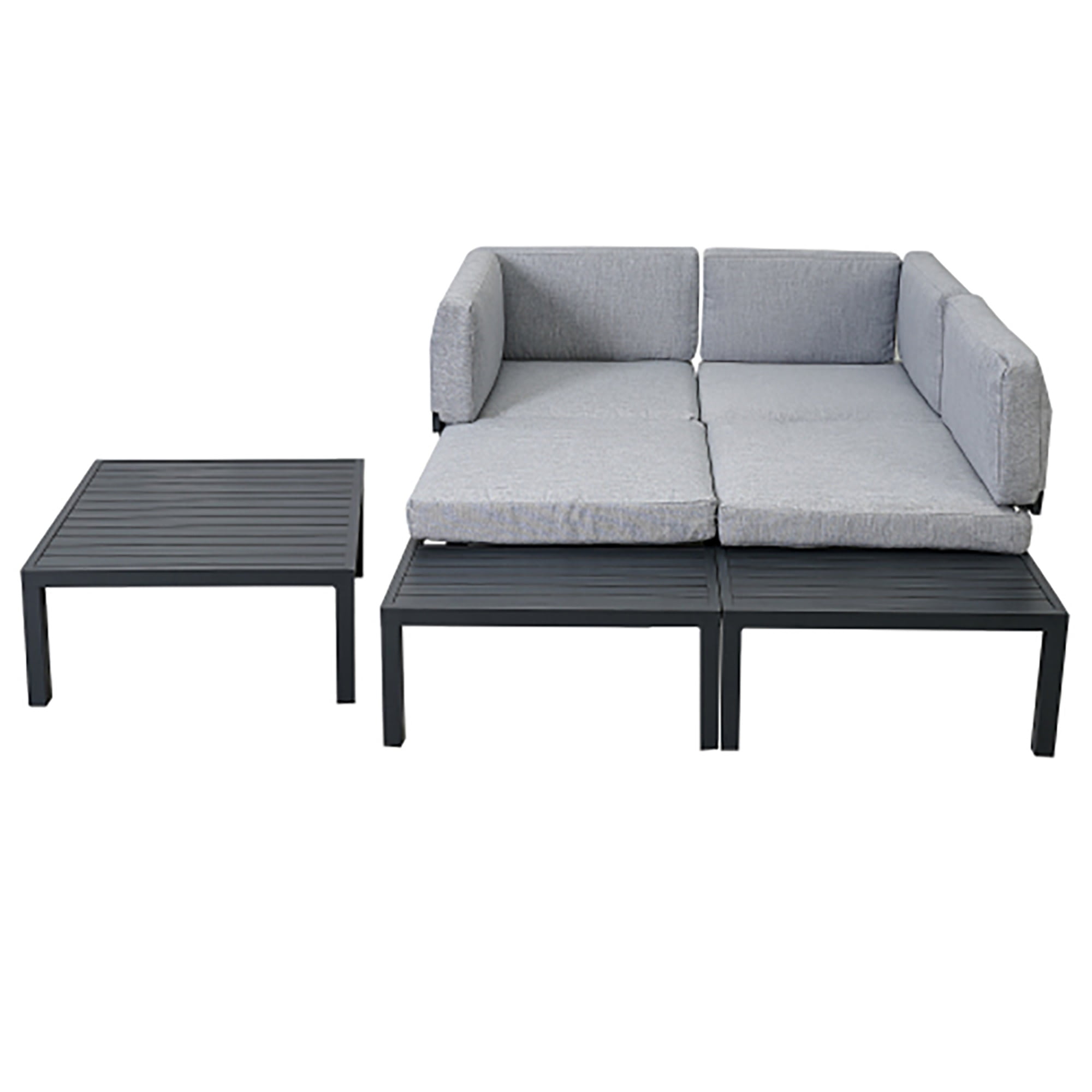 Kadyn Outdoor Aluminum Alloy Modular Sofa, Modern Sofa Three-Piece Set, Living Room Furniture Set Black Frame + Gray Cushions Kadyn Outdoor Aluminum Alloy Modular Sofa, Modern Sofa Three-Piece Set, Living Room Furniture Set Black Frame + Gray Cushions