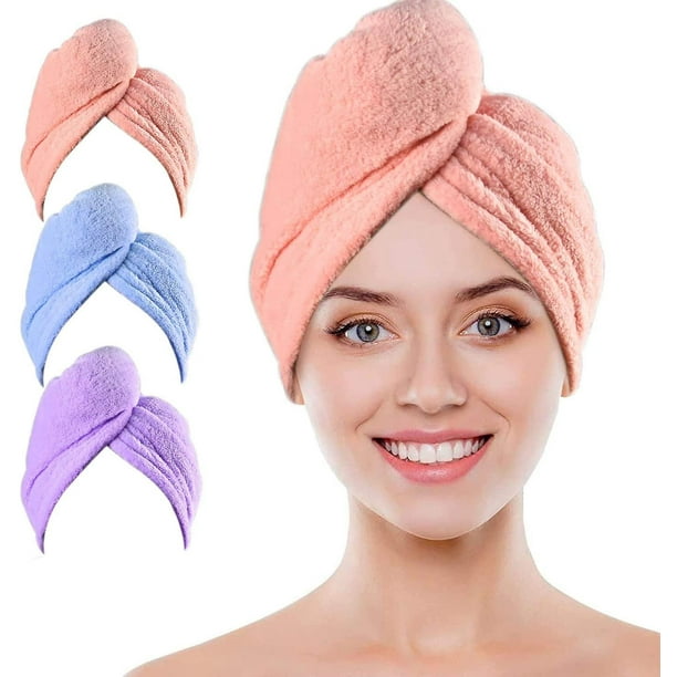 Toalla para secador de pelo con turbante, Turbante para el cabello, toalla para el cabello de 3 piezas, secado rápido, microfibra con turbante para el cabello, altamente absorbente, sujeción esta