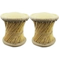 thumbnail image 1 of Natural Geo Moray Accent Stool (Set of 2) - Faux Leather Beige, 1 of 1