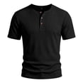 thumbnail image 4 of Henley Shirts for Men 3-Button Summer Plain Crew Neck Short Sleeve Mens T-Shirts Casual Tops, 4 of 8
