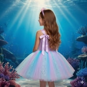 Jurebecia Princess Tutu Dress Girls Halloween Costume Color Led Light up for Halloween Birthday Party Kids 6,4-5Years