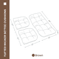 thumbnail image 6 of Indoor Outdoor 3 Piece Tufted Wicker Settee Cushions for Large Wicker Sets ,Outdoor Loveseat & U-Shaped Seat Cushions Weather Resistant (2- 22"x22" 1- 44"x22"), 3 Piece Set, 6 of 8