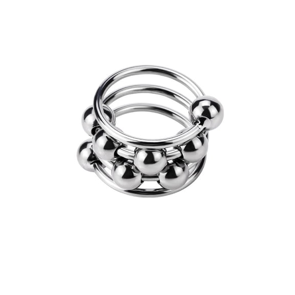 Stainless Steel Cock Ring, Metal Penis Ring with Sliding Beads Sex Toy for Men, 30mm
