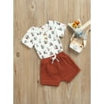 thumbnail image 3 of Newborn Baby Floral Print Short Sleeve Romper + Drawstring Shorts 2 Piece Outfits Set, 3 of 9