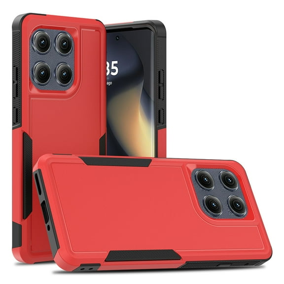 Dteck for Moto Edge 2025 Case, Dual Layer Heavy Duty Rugged Shockproof Protective Phone Cover for Motorola Edge 2025,Red