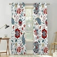 thumbnail image 2 of Boho Floral Blackout Curtains, Bohemian Flower Plant Print Thermal Insulated Bedroom Window Curtain, Botanical Art Window Curtains For Kitchen 26"W x 63"L (Pack of 2), 2 of 6