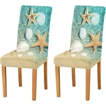 Chair Covers for Dining Room, Starfish and Seashell on The Summer Beach Stretch Chair Cover Sets Chair Protector Removable Washable for Ktichen Restaurant Hotel