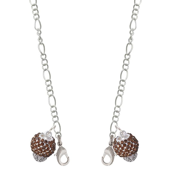 Silvertone Brown Crystal Sparkle Spinner Silvertone Face Mask Necklace