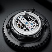 GUANQIN Skeleton Tourbillon Automatic Mechanical Men Wrist Watch Business Stainless Steel Leather Rubber Sapphire Crystal Waterproof Self-Winding Clock Luminous