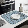 thumbnail image 3 of Blue Dinosaur Skeletons Pattern Dish Drying Mat for Kitchen 1 Pack, Ultra Absorbent Microfiber Dishes Drainer Mats,16"x18", 3 of 6
