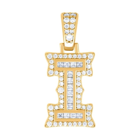 925 Sterling Silver Yellow-tone Unisex 0.49ct, 0.26ct Baguette Round Moissanite Letter Name Personalized Monogram Initia