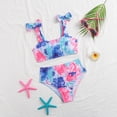 thumbnail image 2 of Huowey Toddler Girls Two Piece Tankini Swimsuit Tie Dye Flower Print Adjustable Bow Strap Beachwear High Waist Bikini Set Beach Pool Swim Suit Fashionable Spring Summer Beachwear,Pink,10-11 Years, 2 of 4