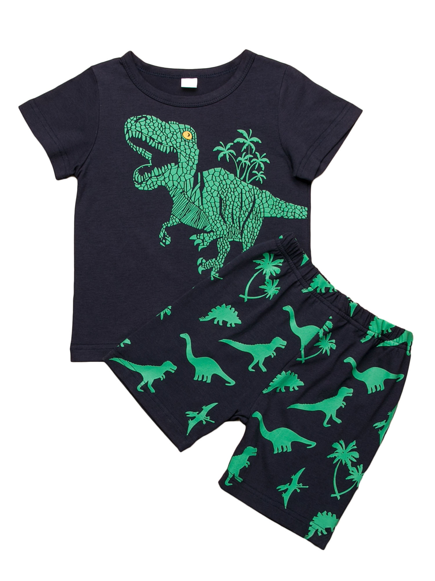 Angebebe 3PCS Baby Boy Outfit Set Baby Brother Dinosaur Tops Pant Romper