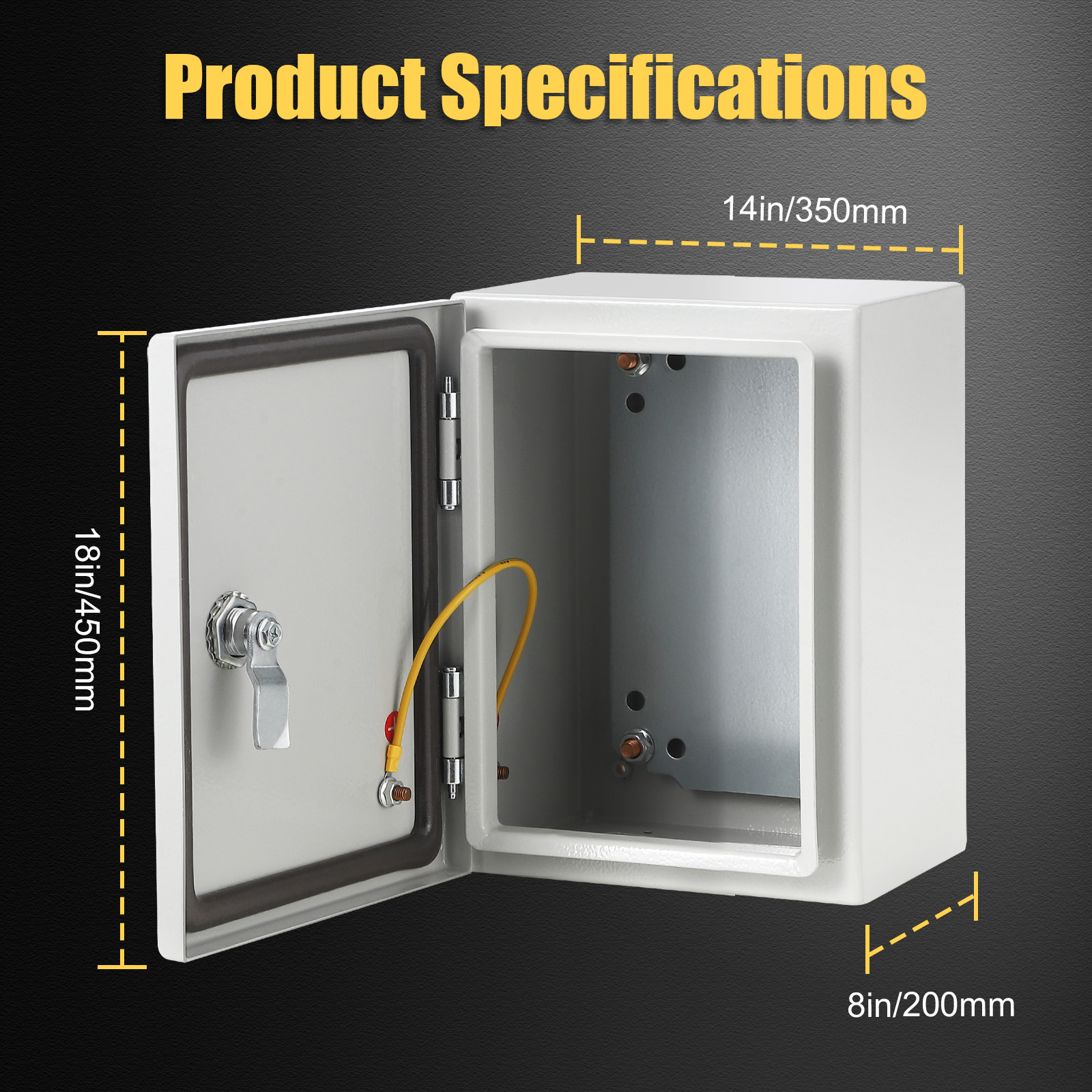 10-Gauge Steel Electrical Panel Box 18x14x8 Inch - 1.5mm Wall Thickness, Waterproof Metal Breaker Box for Indoor/Outdoor Use, UL Listed Electric Enclosure for Wiring Management