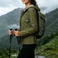thumbnail image 5 of GERsome Womens Rain Jackets Lightweight Waterproof Full Zip Travel Hiking Hooded Jackets with Pocket Army Green M, 5 of 8
