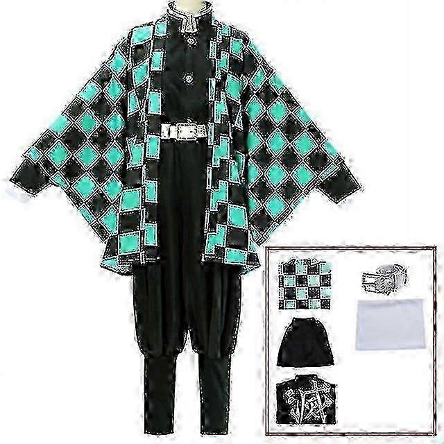 Demon Slayer Kimetsu No Yaiba Tanjirou Kamado Cosplay Costume Kimono Halloween Anime Uniform Set For Adult Kids SZZKzz40