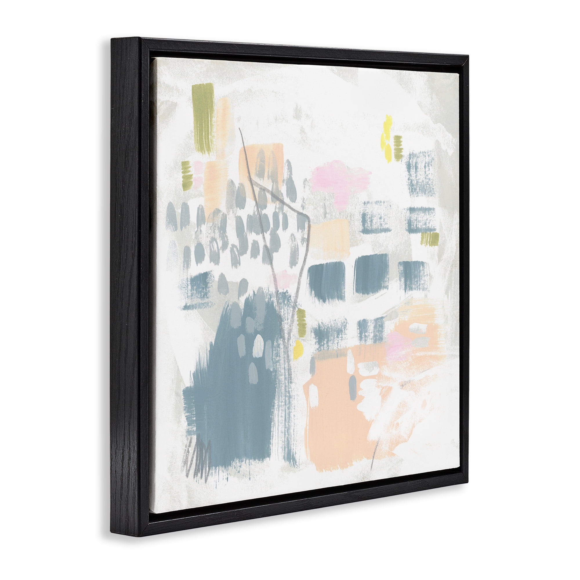 Stupell Industries Varied Pastel Patterns Abstract Painting Black Floater Framed Canvas Art Print Wall Art, 18 x 18