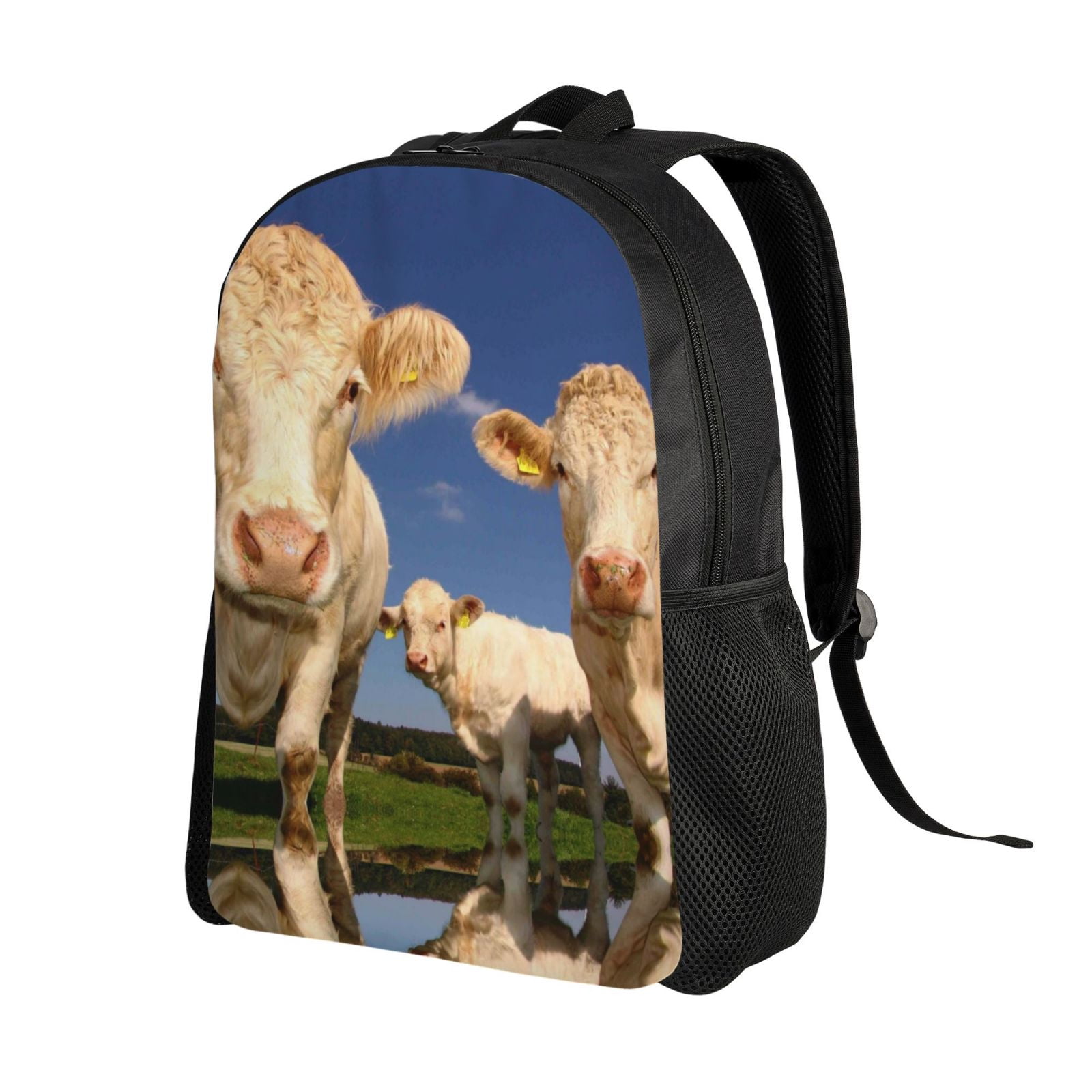 Horeoi Cows Cattles Print Waterproof 600D Oxford Laptop Backpack for School Travel Work - Lightweight Durable Bag with Adjustable Straps