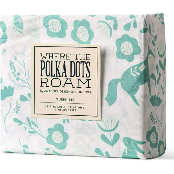 WTPDR Twin Bed Sheet Set - 3 Piece Premium Sheets and Pillowcase Set, Super Soft Cooling Luxury Bedsheets - Seafoam Green Folktale