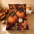 thumbnail image 4 of Homewish Fall Pumpkin Bed Sheets, Autumn Harvest Season Full Size Sheets, Rust Orange Brown Cream, 4pcs (1 Flat Sheet, 1 Fitted Sheet and 2 Pillowcases), 4 of 5