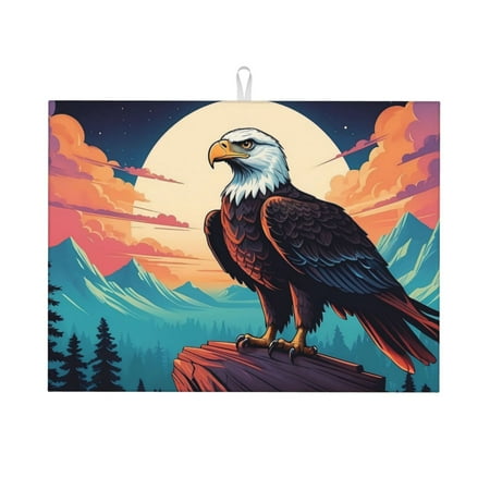

Adobk Cartoon Iceberg Bald Eagle Dish Drying Mat for Kitchen Counter Absorbent Microfiber Drying Pad Reusable Washable Large 18 x24