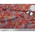 thumbnail image 1 of Soimoi Red Poly Georgette Fabric Leaves & Floral Hand Drawn Fabric Prints By Yard 42 Inch Wide, 1 of 1