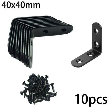 

10pcs L Shaped Brackets Set With Screws Black Stainless Steel Supplies