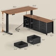 thumbnail image 3 of 55" L Shaped Electric Standing Desk with 6 Fabric Drawers and Storage Shelves, Height Adjustable Computer Desk, Home Office Desk, 3 of 7