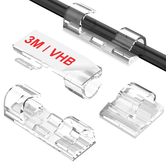 Clips adhesivos para cables TidyHelper Clear (40 unidades, M) para pared