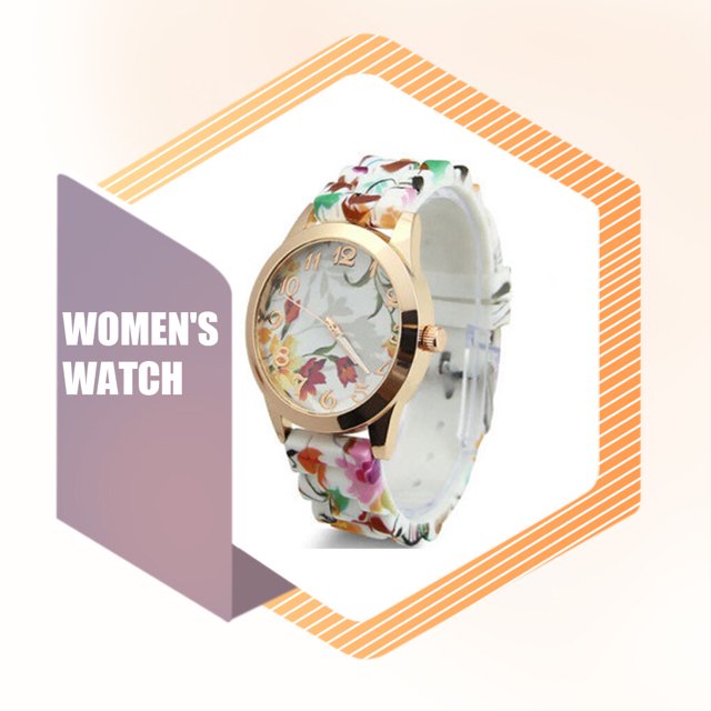 Becaristey Women Alloy Watch Traveling Party Banquet Casual Style Flower Pattern Wristwatch Adjustable Band Decoration Wrist Accessory Type 4