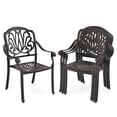 thumbnail image 1 of Gymax 4 Pieces Cast Aluminum Chairs Set of 2 Stackable Patio Dining Chairs w/ Armrests, 1 of 10