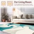 thumbnail image 2 of ODIKA 4'x6' Machine Washable Non-Slip Area Rug, Abstract Teal Waves on Ivory Ground with Modern Swirls High Traffic Rug, Green, 38931, 2 of 7