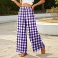 thumbnail image 4 of Women's Plaid Wide Leg Palazzo Pants, High Waisted Gingham Long Trousers with Pockets, Casual Summer Beach Flowy Pants, S-2XL, 4 of 6