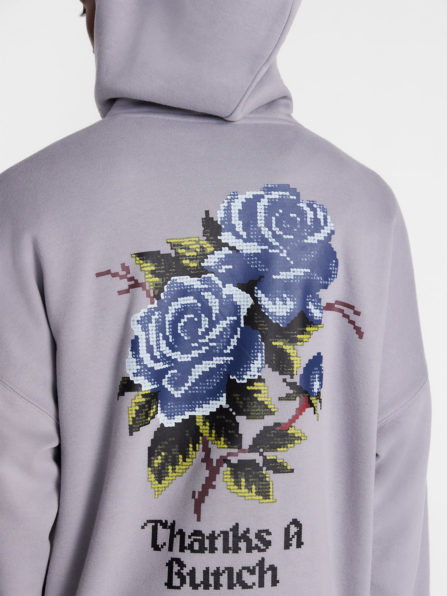 No Boundaries Floral Print Front and Back Graphic Fleece Hoodie, Men's Sizes XS-4XLT