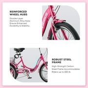 Viribus 20 Folding Adult Tricycle 7 Speed Dual Chain Folding Trike for Adults Hot Pink