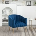 thumbnail image 3 of SEYNAR Oversized Glam Velvet Pumpkin Barrel Accent Chair,Modern Upholstered Cream Side Sofa Armchair for Living Room,Vanity (Navy), 3 of 16