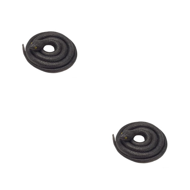 Vogacara Juguete divertido de serpiente de goma a prueba de agua, accesorios realistas para Halloween, serpientes falsas aterradoras, accesorio Blanco negro 2piezas