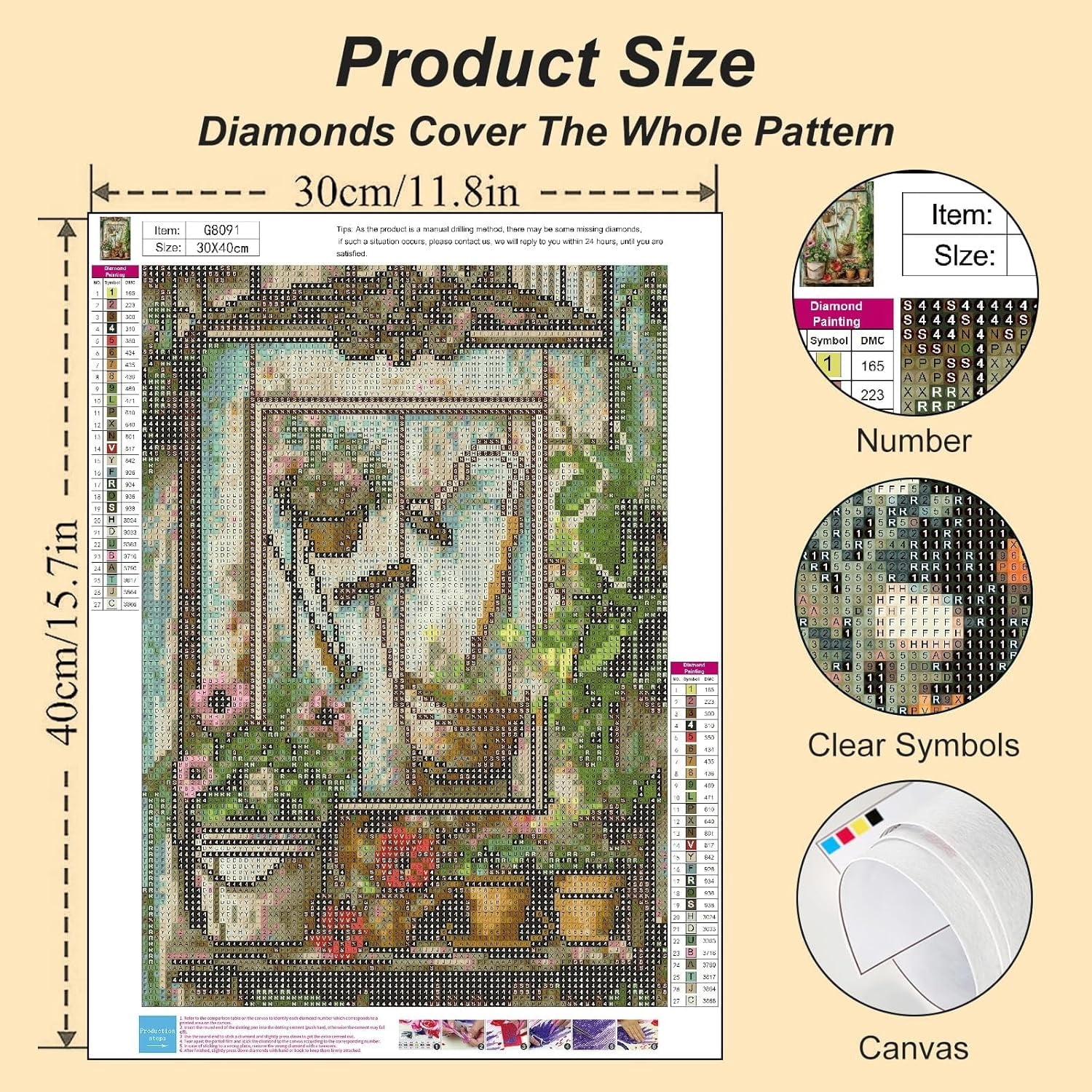 Garden Diamond Art Kits for Adults, Vintage Pot Plant Diamond Painting Kits for Beginners, DIY 5D Full Drill Round Crystal Diamond Dots Gem Art Craft Home Decor 12x16 Inch